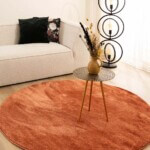 Rond velours vloerkleed flair – terra