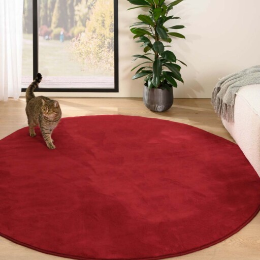 Rond zacht vloerkleed - Plush rood