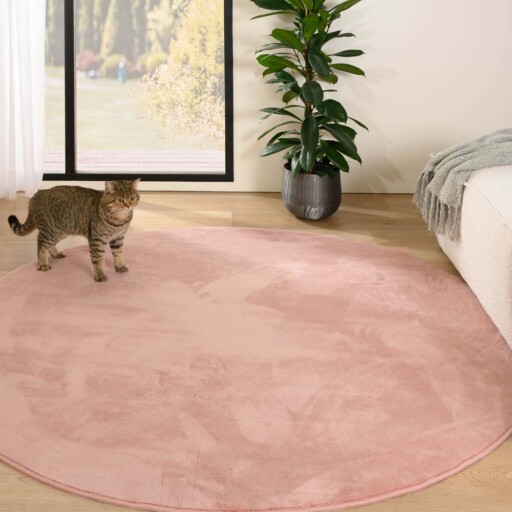 Rond zacht vloerkleed - Plush roze