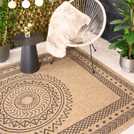 Jute buitenkleed - Boho Mandala beige/zwart