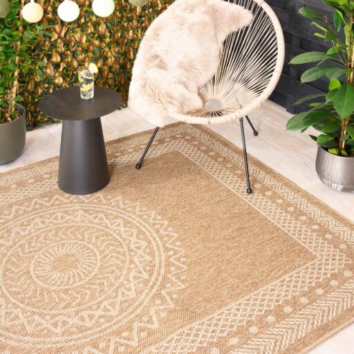 Jute buitenkleed - Boho Mandala beige/wit