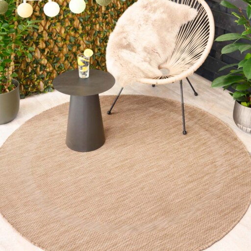 Rond buitenkleed - Sunset beige