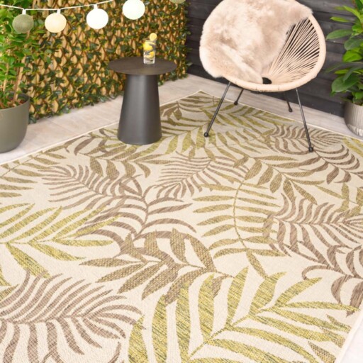 Buitenkleed palmbladeren - Coastal Breeze beige/groen