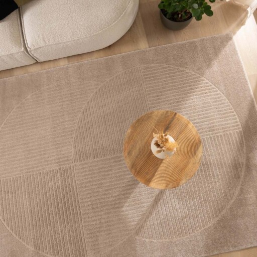 Vierkant vloerkleed Scandinavisch - Contour Circle beige