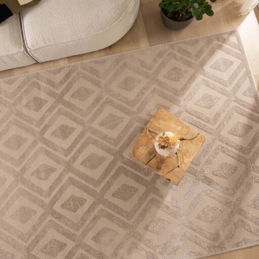 Vierkant vloerkleed Scandinavisch - Contour Diamond beige