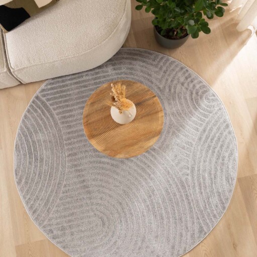 Rond vloerkleed Scandinavisch - Contour Curve grijs