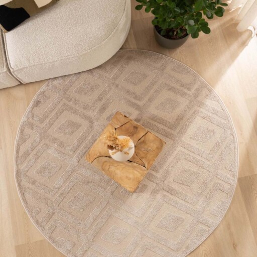 Rond vloerkleed Scandinavisch - Contour Diamond beige