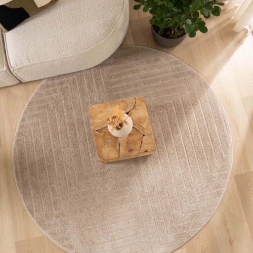 Rond vloerkleed Scandinavisch - Contour Edge beige