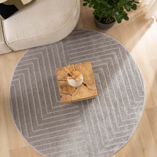 Rond vloerkleed Scandinavisch - Contour Edge grijs