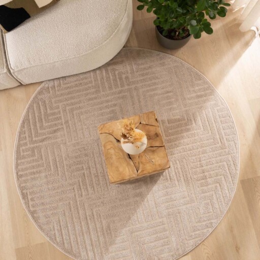 Rond vloerkleed Scandinavisch - Contour Gem beige