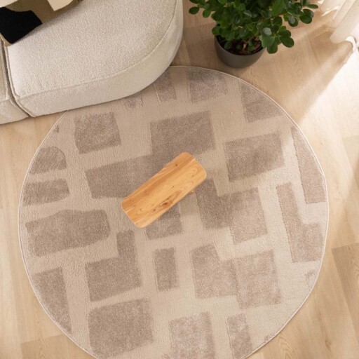 Rond vloerkleed Scandinavisch - Contour Stone beige