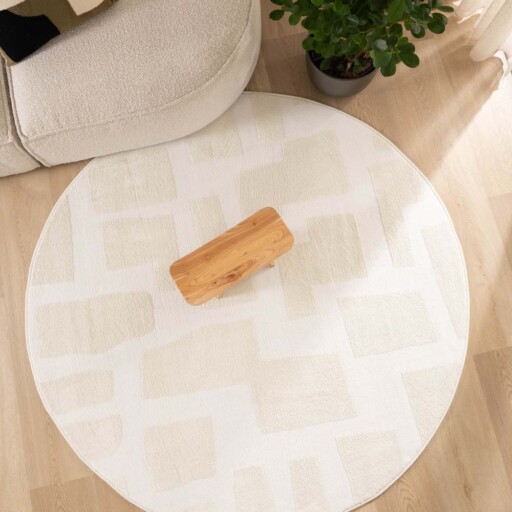 Rond vloerkleed Scandinavisch - Contour Stone crème