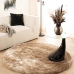 Rond shaggy vloerkleed – Spark beige