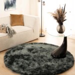 Rond shaggy vloerkleed – Spark blauw