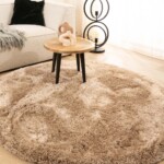 Rond shaggy vloerkleed – meadow beige