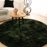 Rond shaggy vloerkleed – meadow jade