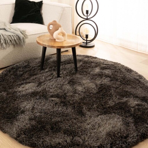 Rond shaggy vloerkleed - Meadow antraciet