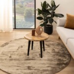 Rond viscose vloerkleed – pearl walnut