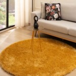 Rond vloerkleed velours – POSH goud